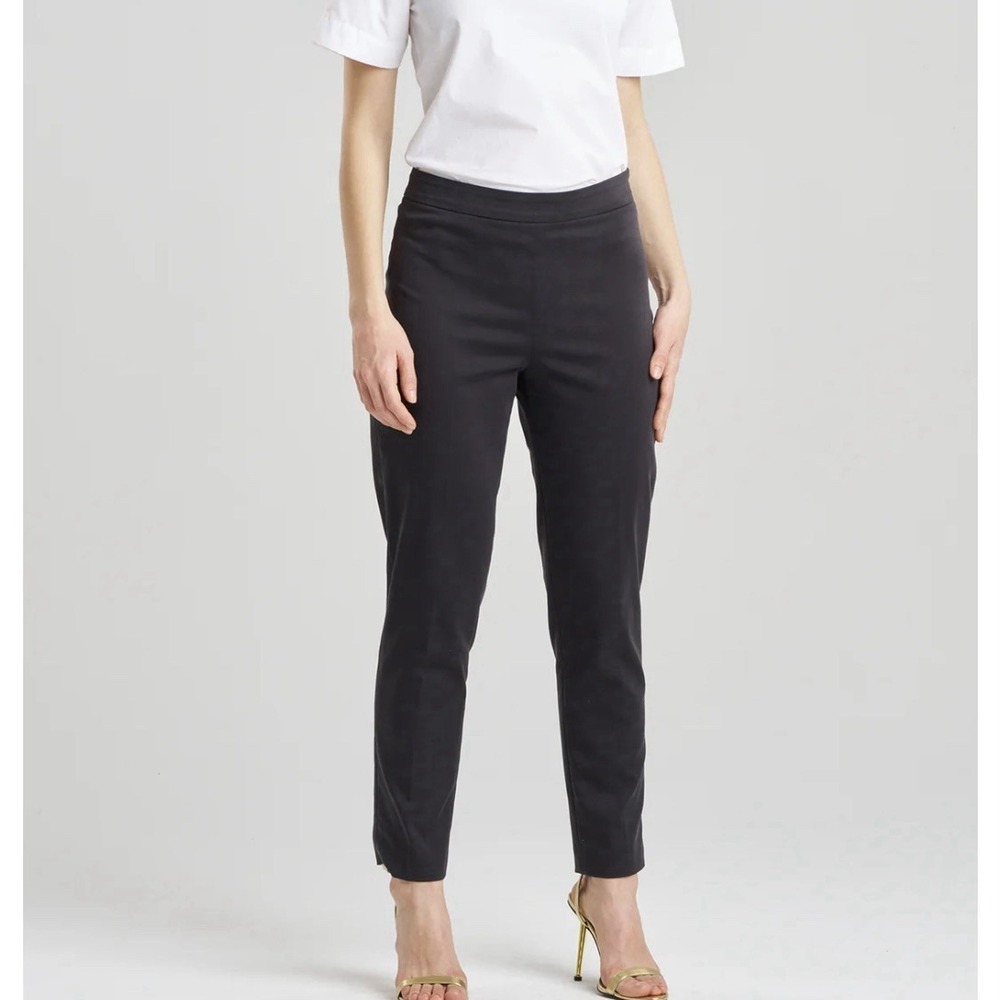 Natori Women's Black Chino Ankle Dress Pants Side Zip Size‎ 14 Cotton Blend